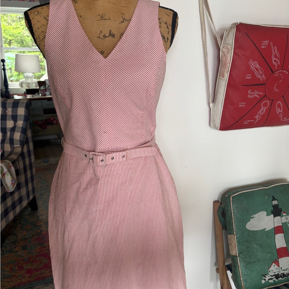 J Crew Factory Pink Seersucker Dress